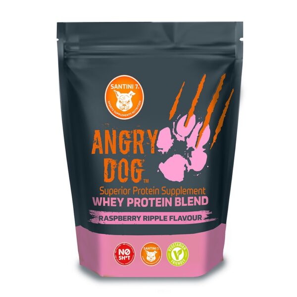 angry dog raspberry ripple whey protein 900g front