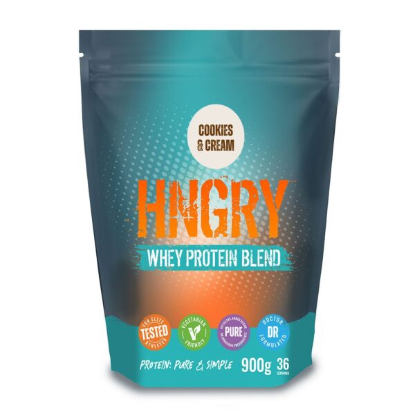 hngry cookies cream whey protein front 900g