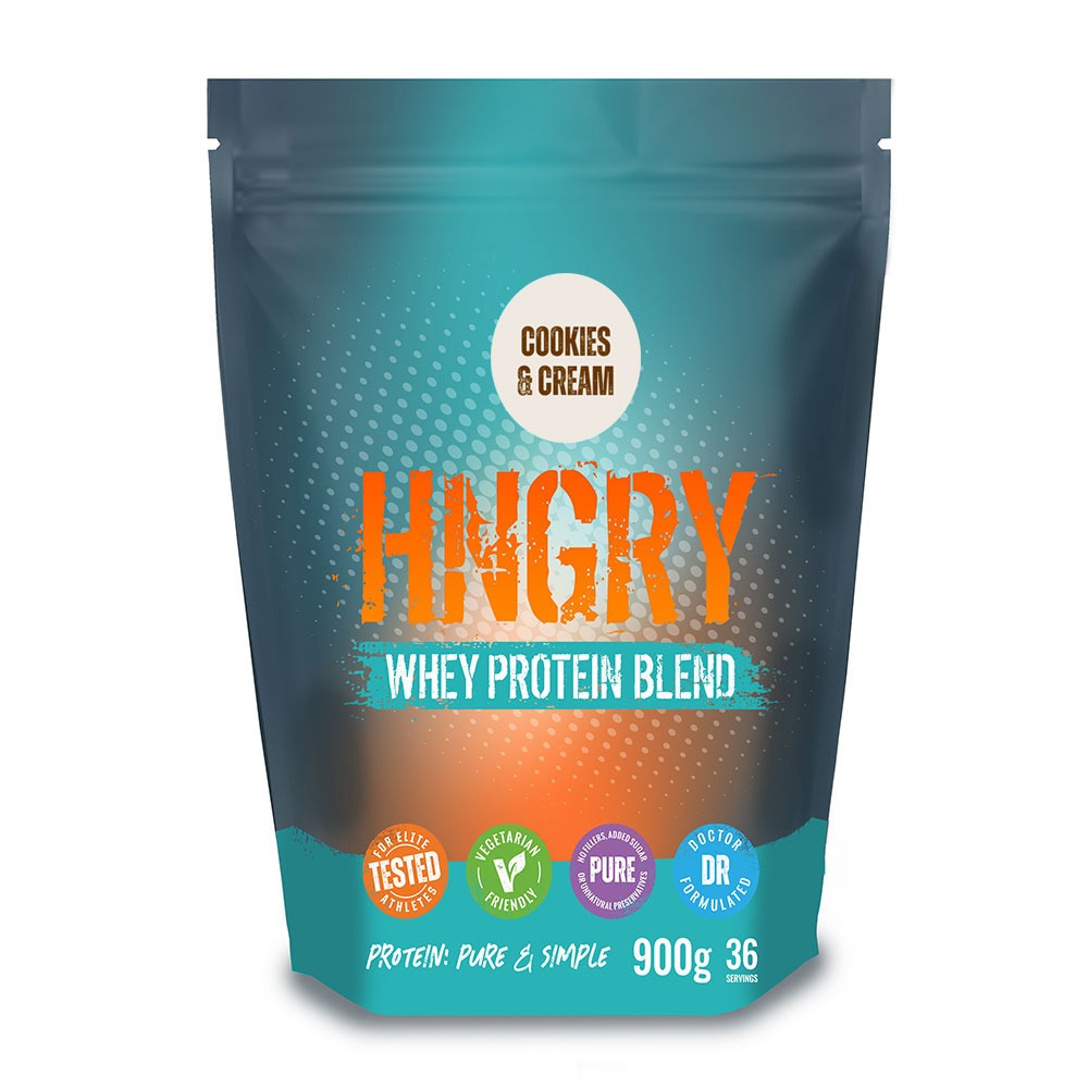 hngry cookies cream whey protein front 900g